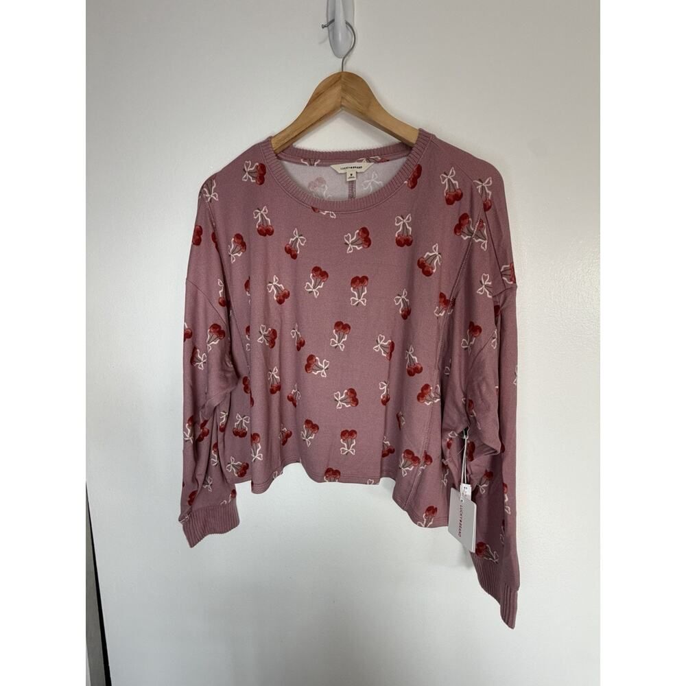 Lucky Brand Women's M Purple/Red Cherry Crew Neck Pullover Sweater - Picture 6 of 9